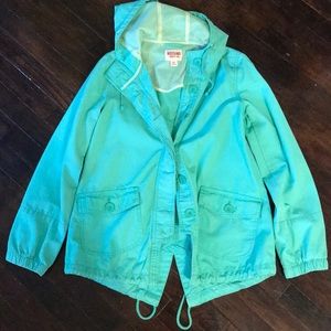 Green hooded cargo jacket